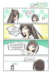  1boy 3girls 4koma azuki_azusa black_hair blonde_hair blue_eyes brown_hair catstudioinc_(punepuni) comic copyright_name emphasis_lines hentai_ouji_to_warawanai_neko. highres long_ponytail multiple_girls one_side_up thai translation_request tsutsukakushi_tsukiko tsutsukakushi_tsukushi yokodera_youto 