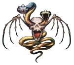  artist_request chaos_heroes_online fangs forked_tongue highres long_tongue looking_at_viewer monster no_humans open_mouth sharp_teeth simple_background skull snake solo tongue tongue_out transparent_background viper_(chaos_online) wings 