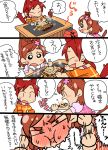  2girls 4koma comic food haruno_haruka hino_akane_(smile_precure!) kemonomimi_mode koyama_shigeru multiple_girls okonomiyaki precure tagme translation_request 