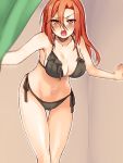  1girl aozaki_touko bikini breasts cleavage curtains dressing_room kamehima kara_no_kyoukai long_hair red_eyes redhead swimsuit 