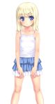  1girl aoi_kumiko blonde_hair blue_eyes camisole looking_at_viewer original parted_lips short_hair skirt solo training_bra 