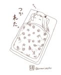  commentary futon horns kantai_collection monochrome moomin moomintroll northern_ocean_hime northern_ocean_hime_(cosplay) nose_bubble sazanami_konami shinkaisei-kan simple_background sleeping translated twitter_username zzz 