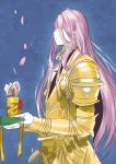  1boy cherry_blossoms hachisuka_kotetsu long_hair male_focus petals profile purple_hair solo touken_ranbu yan&#039;yo_(yan&#039;yan&#039;yo) 