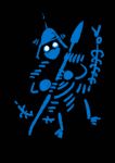  1boy armor black_background blue enemy_nagaeyari helmet historical_revisionist lowres male_focus monochrome polearm skeleton solo spear touken_ranbu weapon white_eyes yan&#039;yo_(yan&#039;yan&#039;yo) 