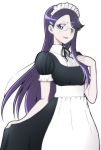 1girl alternate_costume blue_eyes enmaided gacchahero glasses hair_ornament hairclip heartcatch_precure! long_hair looking_at_viewer maid maid_headdress precure purple_hair smile solo tsukikage_yuri white_background 