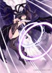  1girl armpits bare_shoulders black_hair black_legwear breasts gloves keypot long_hair official_art original solo thigh-highs thighs wings wixoss 