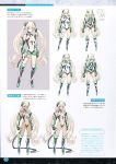  angela_balzac armor blonde_hair blue_eyes bodysuit breasts cleavage concept_art headgear high_heels highres impossible_clothes leotard long_hair looking_at_viewer multiple_girls rakuen_tsuihou simple_background smile twintails white_background 