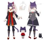  androgynous animal_ears blue_eyes bob_cut cat cat_ears cat_tail character_sheet chibi clover green_eyes kuroi kuroinyan open_mouth pixiv_fantasia pixiv_fantasia_new_world purple_hair short_hair tail 