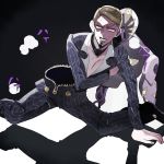  2boys blonde_hair formal highres hokhokhakumai jojo_no_kimyou_na_bouken multiple_boys prosciutto stand_(jojo) suit the_grateful_dead_(stand) zipper 