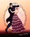  1boy 1girl 243_(jel) blonde_hair couple dancing dress erina_pendleton gown hetero husband_and_wife jojo_no_kimyou_na_bouken jonathan_joestar tuxedo 