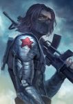  1boy artificial_arm black_hair brown_hair captain_america_the_winter_soldier cyborg error gun james_buchanan_barnes marvel mask mechanical_arm musuanmao solo weapon winter_soldier 