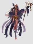  abs barefoot dark_skin disgaea feathers shaman_(disgaea) skull staff tan toeless_socks yunori 