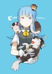  1girl amatsukaze_(kantai_collection) animal animal_ears animalization blue_eyes blue_hair cat dog glider_(artist) gloves hamster hatsukaze_(kantai_collection) kantai_collection long_hair tokitsukaze_(kantai_collection) tongue tongue_out yukikaze_(hamster) yukikaze_(kantai_collection) 