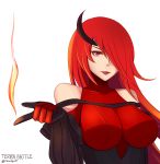  1girl daiana_(terra_battle) fire long_hair looking_at_viewer red_eyes redhead rexlent simple_background solo terra_battle 
