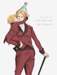  2boys aldnoah.zero blonde_hair cane cruhteo dated father_and_son happy_birthday hat klancain multiple_boys party_hat simabe 