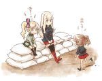  3girls milihime_taisen multiple_girls nagatsuki_misoka sandbag tagme translation_request 