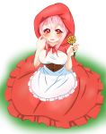  1girl blush breasts cleavage corset cosplay headphones highres hood large_breasts little_red_riding_hood_(cosplay) long_hair looking_at_viewer nitroplus open_mouth pink_hair red_eyes solo super_sonico 