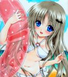  1girl bikini blue_eyes innertube little_busters!! long_hair noumi_kudryavka ren_(endscape20) silver_hair swimsuit traditional_media 