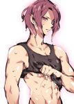  1boy abs free! gebyy-terar matsuoka_rin muscle red_eyes redhead short_hair solo tank_top toned wet wet_clothes wringing_clothes 