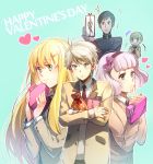  2boys 3girls aki_(neyuki41028) aldnoah.zero asseylum_vers_allusia blush eddelrittuo harklight lemrina_vers_envers multiple_boys multiple_girls school_uniform slaine_troyard valentine 