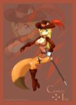  1girl anthropomorphic_animal blonde_hair blue_eyes breasts fox_girl furry jessica_elwood jessicaelwood large_breasts musketeer sword weapon 