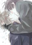  2boys aldnoah.zero brown_hair junka-sakura kaizuka_inaho kiss multiple_boys pilot_suit silver_hair slaine_troyard wet yaoi 