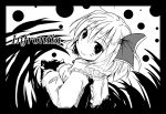  1girl artist_name darkness hair_ribbon highres infrontie looking_at_viewer looking_back monochrome ribbon rumia shirt short_hair smile touhou vest 