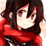  black_eyes brown_hair kagerou_project long_hair scarf seifuku smile tateyama_ayano 