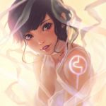  1girl black_hair brown_eyes ilya_kuvshinov original short_hair solo 