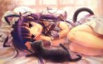   blush bonnet cat hat hazuki highres loli long_hair lying nekomimi skirt tail  