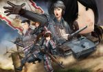  army brigitte_stark caterpillar_tracks eleanor_varrot faldio_landzaat flag gun headphones isara_gunther largo_potter military military_vehicle okita senjou_no_valkyria senjou_no_valkyria_1 signature soldier tank valkyria_chronicles vehicle weapon welkin_gunther windmill 