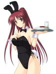  bare_legs bare_shoulders bow breasts brown_eyes bunny_ears bunnysuit collar cuffs curry food high_cut kousaka_tamaki long_hair redhead side-tie_panties to_heart_2 twintails usagimimi 