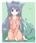  bare_feet barefoot blue_eyes blue_hair cat_ears kanon kayune_niu key long_hair minase_nayuki nekomimi pajamas pyjamas tail tears very_long_hair 