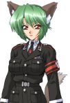   armband doggirl green_hair hcg inumimi lets_meow_meow minna_de_nyan_nyan police red_eyes short_hair necktie uniform  
