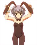  amber_eyes bow brown_pantyhose bunny_ears bunnygirl bunnysuit cea_se collar cuffs flat_chest nagato_yuki pantyhose pettanko purple_hair short_hair suzumiya_haruhi_no_yuuutsu usagimimi 