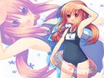  innertube long_hair name_tag one-piece_swimsuit original red_hair sazaki_ichiri school_swimsuit swimsuit wallpaper zoom_layer 