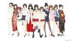  6+girls absurdres apron bag bangs black_footwear black_hair black_hairband black_legwear black_shoes black_skirt blazer blue_eyes breasts brown_hair buttons china_dress chinese_clothes chinese_dress closed_mouth collared_shirt daimonji_emi daimonji_saki daimonji_yu dress eyewear_removed female female_focus female_only full_body glasses glasses_removed green_eyes hair_bow hair_ornament hair_up hairband hakama hand_on_hip happoubi_jin hat hayakawa_izumi high_heels highres hiroishi_rin holding holding_eyewear holding_glasses holding_pointer holding_syringe honma_natsume iseshima_aya jacket japanese_clothes kakisaki_rei kazuki_miko kimono large_breasts loafers long_hair long_sleeves maid maid_apron miko miniskirt mole mole_under_eye mole_under_mouth multiple_girls neck_ribbon necktie no_socks nurse nurse_cap obi one_leg_raised open_mouth pantyhose pencil_skirt pink_dress pink_eyes pink_footwear pink_hat pink_headwear pink_shoes plaid plaid_skirt pleated_skirt pointer police police_uniform policewoman print_dress print_kimono pumps red_bow red_footwear red_hakama red_necktie red_neckwear red_shoes ribbon ribbons ryu_getsurei sandals school_bag school_uniform seifuku shirt shoes short_hair short_sleeves side_slit simple_background skirt sleeveless sleeveless_dress socks standing striped striped_neckwear striped_ribbon suma_azusa sweater_vest syringe tabi thigh-highs thighhighs twintails two-tone_neckwear two-tone_ribbon vest violet_eyes white white_background white_blazer white_footwear white_jacket white_legwear white_shirt white_shoes white_skirt white_thighhighs yellow_eyes zettai_shougeki 