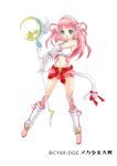  1girl animal_ears cat_ears cat_tail highres long_hair mecha_shoujo_taisen_z morinoamane open_mouth pink_hair simple_background solo tail white_background 