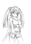  belt breasts headset long_hair midriff monochrome scarf seigo_tokiya shorts tokiya_seigo twintails 