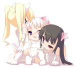  animal_ears cat_ears cat_tail chibi multiple_girls tail thighhighs twintails yamano_sachi 