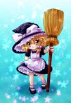  braid broom hat kirisame_marisa mary_janes shoes short_hair touhou witch_hat yellow_eyes young yukiha 