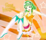  belt boots goggles goggles_on_head green_eyes green_hair gumi headphones midriff short_hair skirt smile solo vocaloid 