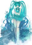  aqua_eyes aqua_hair deri flower hatsune_miku long_hair solo twintails very_long_hair vocaloid 