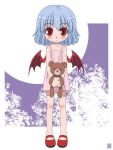  blue_hair camisole hatomugisan lowres mary_janes red_eyes remilia_scarlet shoes slit_pupils stuffed_animal stuffed_toy teddy_bear touhou wings 