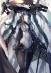  1girl bodysuit breasts cape covering_mouth gloves glowing kamisa kantai_collection long_hair looking_at_viewer pale_skin personification shinkaisei-kan silver_hair solo wo-class_aircraft_carrier 
