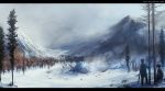  crash forest gun mountain nature randis realistic scenery science_fiction scifi ufo watermark weapon winter 