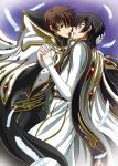  absurdres cape code_geass feathers highres kururugi_suzaku lelouch_lamperouge multiple_boys tsunoda_uei yaoi 