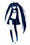  black_rock_shooter black_rock_shooter_(character) blue_eyes glowing glowing_eyes highres long_hair midriff scar tan_(tangent) ted_(artist) twintails very_long_hair 