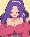  blush breasts cleavage closed_eyes idolmaster large_breasts long_hair miura_azusa purple_hair smile van-s 