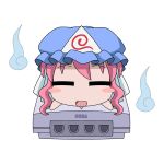  blush_stickers chibi dreamcast hat hatomugisan parody personification pink_hair saigyouji_yuyuko touhou 